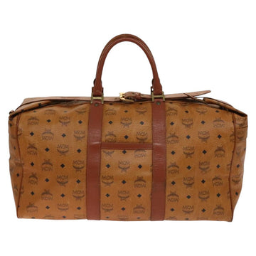 MCM Logogram Vicetos Boston Bag PVC Leather Brown Gold Auth yk19343 - 0