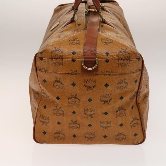 MCM Logogram Vicetos Boston Bag PVC Leather Brown Gold Auth yk19343