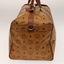 MCM Logogram Vicetos Boston Bag PVC Leather Brown Gold Auth yk19343-4
