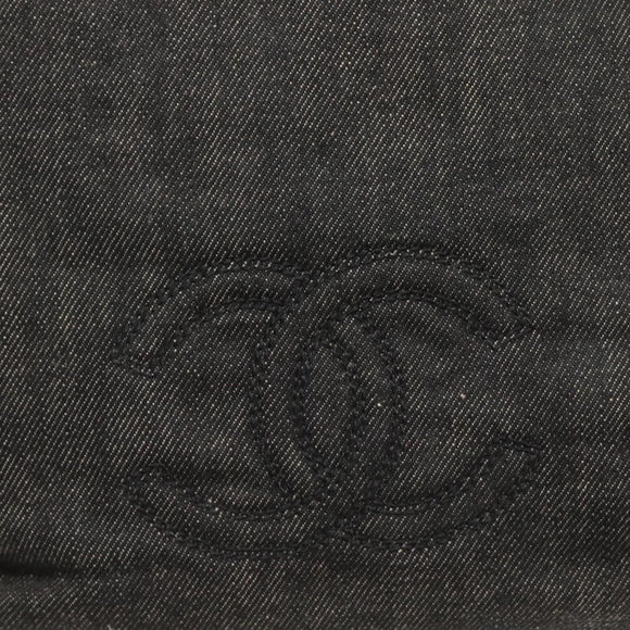 CHANEL COCO Mark Tote Bag Denim Black Gold CC Auth yk19344