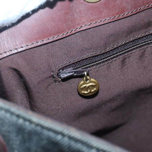 CHANEL COCO Mark Tote Bag Denim Black Gold CC Auth yk19344