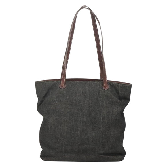 CHANEL COCO Mark Tote Bag Denim Black Gold CC Auth yk19344