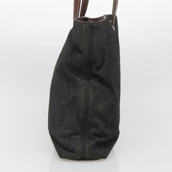 CHANEL COCO Mark Tote Bag Denim Black Gold CC Auth yk19344