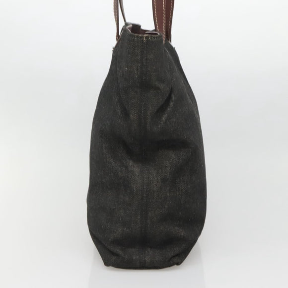 CHANEL COCO Mark Tote Bag Denim Black Gold CC Auth yk19344