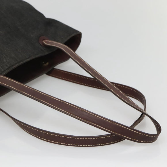 CHANEL COCO Mark Tote Bag Denim Black Gold CC Auth yk19344