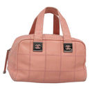 CHANEL Choco Bar Hand Bag Caviar Skin Pink Silver CC Auth yk19354-1
