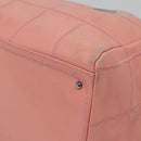 CHANEL Choco Bar Hand Bag Caviar Skin Pink Silver CC Auth yk19354-9