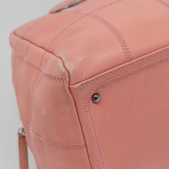 CHANEL Choco Bar Hand Bag Caviar Skin Pink Silver CC Auth yk19354