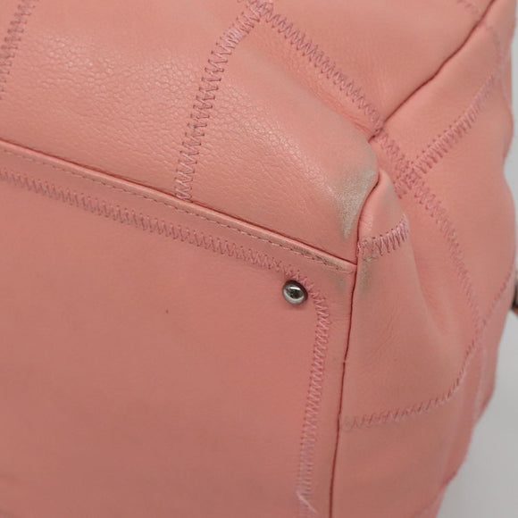 CHANEL Choco Bar Hand Bag Caviar Skin Pink Silver CC Auth yk19354