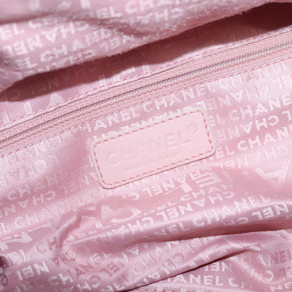 CHANEL Choco Bar Hand Bag Caviar Skin Pink Silver CC Auth yk19354