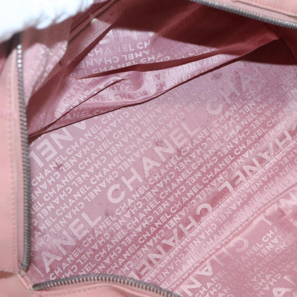 CHANEL Choco Bar Hand Bag Caviar Skin Pink Silver CC Auth yk19354