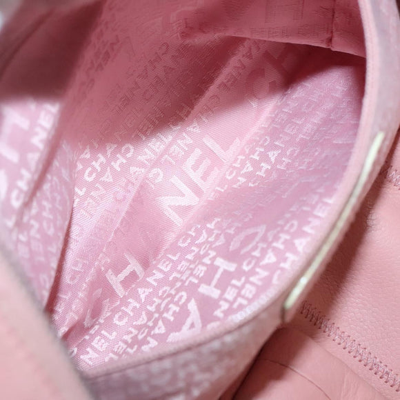 CHANEL Choco Bar Hand Bag Caviar Skin Pink Silver CC Auth yk19354