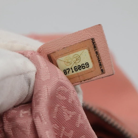 CHANEL Choco Bar Hand Bag Caviar Skin Pink Silver CC Auth yk19354