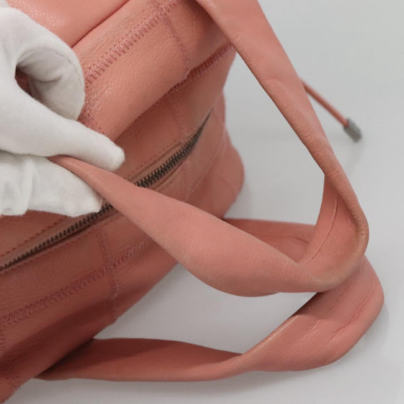 CHANEL Choco Bar Hand Bag Caviar Skin Pink Silver CC Auth yk19354