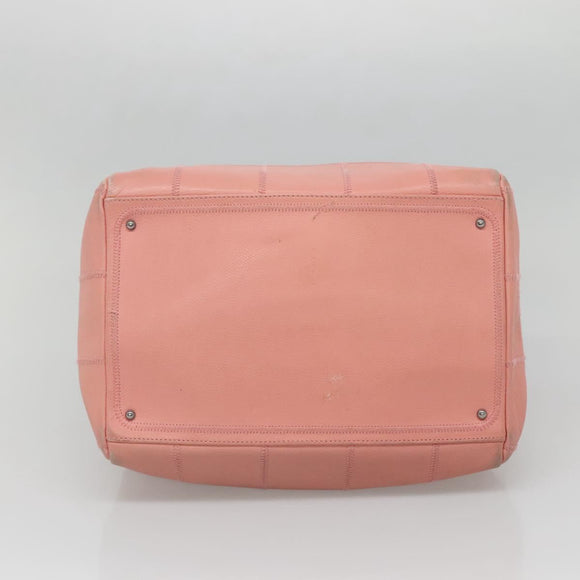 CHANEL Choco Bar Hand Bag Caviar Skin Pink Silver CC Auth yk19354