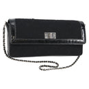 CHANEL Matelasse Chain Shoulder Bag Cotton Black Silver CC Auth yk19360-1