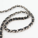 CHANEL Matelasse Chain Shoulder Bag Cotton Black Silver CC Auth yk19360-15
