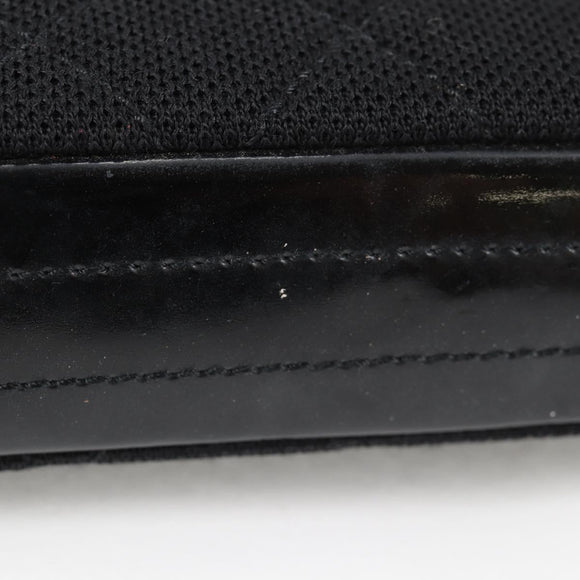 CHANEL Matelasse Chain Shoulder Bag Cotton Black Silver CC Auth yk19360