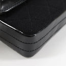 CHANEL Matelasse Chain Shoulder Bag Cotton Black Silver CC Auth yk19360-16