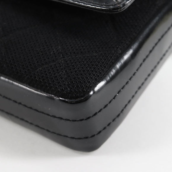 CHANEL Matelasse Chain Shoulder Bag Cotton Black Silver CC Auth yk19360