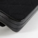 CHANEL Matelasse Chain Shoulder Bag Cotton Black Silver CC Auth yk19360-18