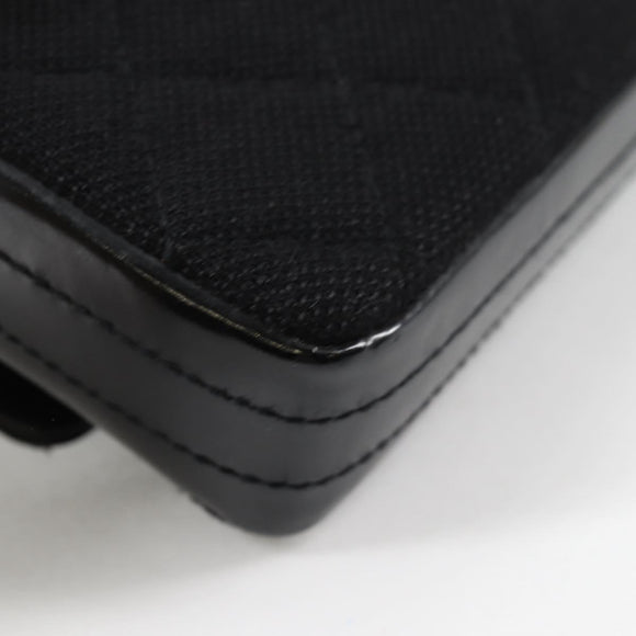 CHANEL Matelasse Chain Shoulder Bag Cotton Black Silver CC Auth yk19360