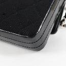CHANEL Matelasse Chain Shoulder Bag Cotton Black Silver CC Auth yk19360-19