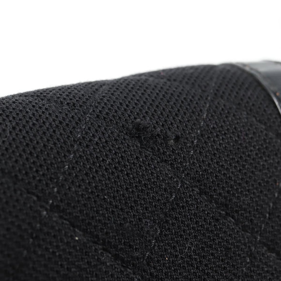 CHANEL Matelasse Chain Shoulder Bag Cotton Black Silver CC Auth yk19360