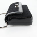CHANEL Matelasse Chain Shoulder Bag Cotton Black Silver CC Auth yk19360-3