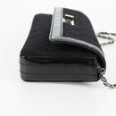 CHANEL Matelasse Chain Shoulder Bag Cotton Black Silver CC Auth yk19360-4