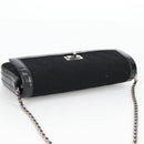 CHANEL Matelasse Chain Shoulder Bag Cotton Black Silver CC Auth yk19360-7