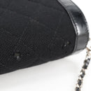 CHANEL Matelasse Chain Shoulder Bag Cotton Black Silver CC Auth yk19360-8