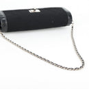 CHANEL Matelasse Chain Shoulder Bag Cotton Black Silver CC Auth yk19360-9