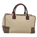 LOEWE Anagram Amazona 36 Hand Bag Leather Beige Gold Auth yk19361-1