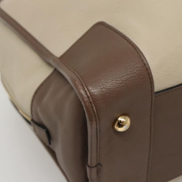 LOEWE Anagram Amazona 36 Hand Bag Leather Beige Gold Auth yk19361