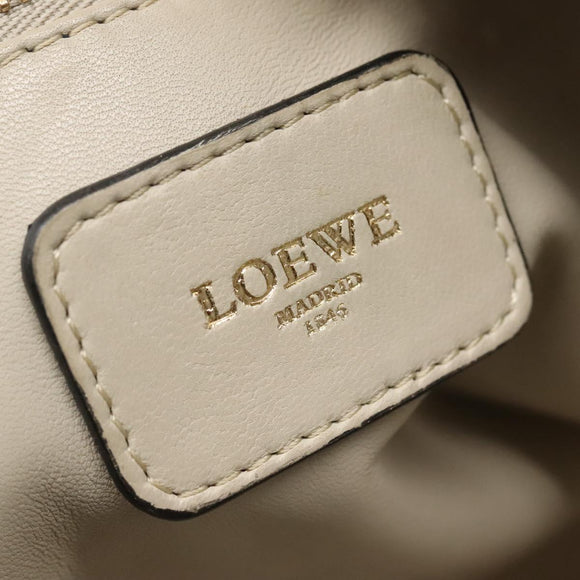 LOEWE Anagram Amazona 36 Hand Bag Leather Beige Gold Auth yk19361