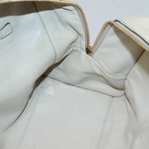 LOEWE Anagram Amazona 36 Hand Bag Leather Beige Gold Auth yk19361