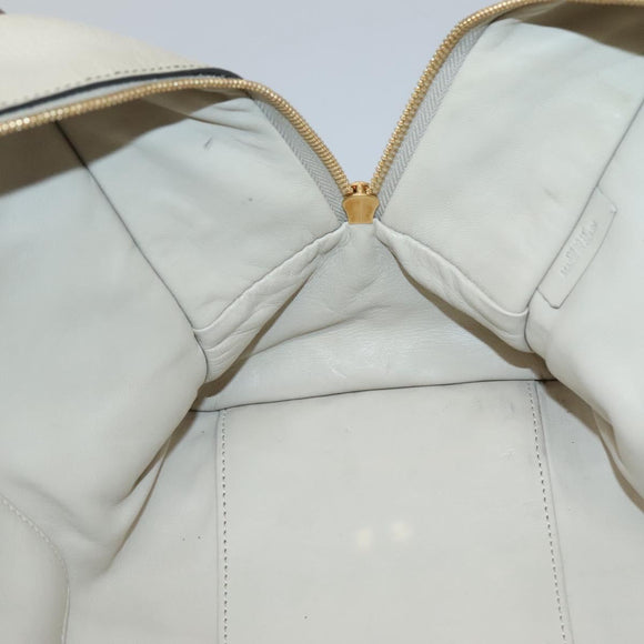 LOEWE Anagram Amazona 36 Hand Bag Leather Beige Gold Auth yk19361