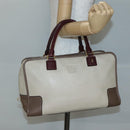 LOEWE Anagram Amazona 36 Hand Bag Leather Beige Gold Auth yk19361-26