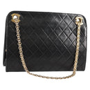 CHANEL Matelasse Chain Hand Bag Lamb Skin Black Gold CC Auth yk19362-1