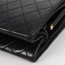 CHANEL Matelasse Chain Hand Bag Lamb Skin Black Gold CC Auth yk19362-12