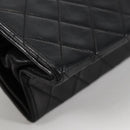 CHANEL Matelasse Chain Hand Bag Lamb Skin Black Gold CC Auth yk19362-13