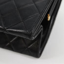 CHANEL Matelasse Chain Hand Bag Lamb Skin Black Gold CC Auth yk19362-14