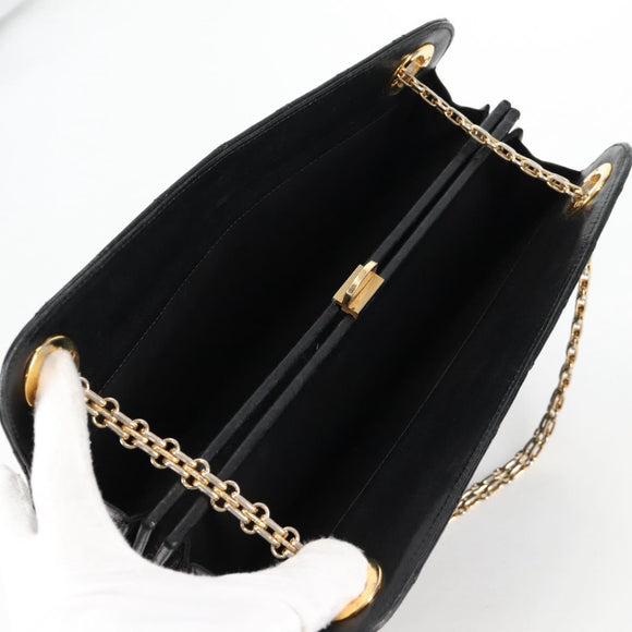 CHANEL Matelasse Chain Hand Bag Lamb Skin Black Gold CC Auth yk19362