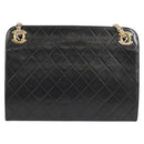 CHANEL Matelasse Chain Hand Bag Lamb Skin Black Gold CC Auth yk19362-2
