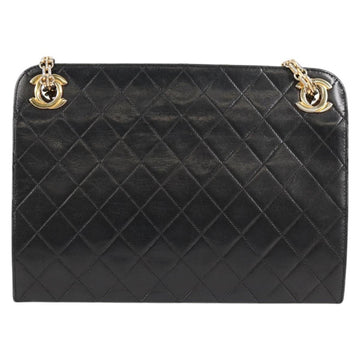 CHANEL Matelasse Chain Hand Bag Lamb Skin Black Gold CC Auth yk19362 - 0