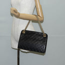 CHANEL Matelasse Chain Hand Bag Lamb Skin Black Gold CC Auth yk19362-26