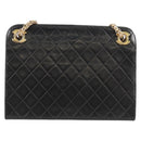 CHANEL Matelasse Chain Hand Bag Lamb Skin Black Gold CC Auth yk19362-3