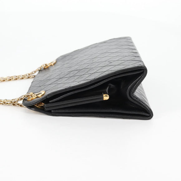 CHANEL Matelasse Chain Hand Bag Lamb Skin Black Gold CC Auth yk19362