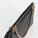 CHANEL Matelasse Chain Hand Bag Lamb Skin Black Gold CC Auth yk19362-6
